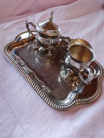 servizio da thè/caffè  in acciaio  vintage