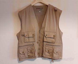 Gilet cargo multitasche cachi da pesca taglia 52