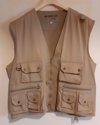 Gilet cargo multitasche cachi da pesca taglia 52