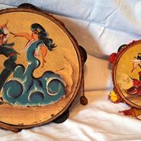 2 tamburelli da parete in legno e pelle – Flamenco