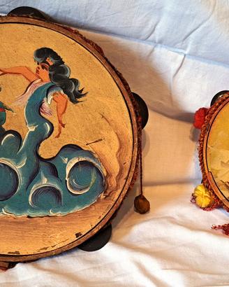 2 tamburelli da parete in legno e pelle – Flamenco