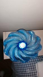 Vaso per frutta in Cristallo Blu, base argento 925