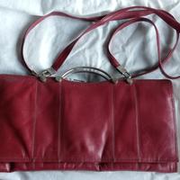 Borsa  bordeaux vintage in pelle 