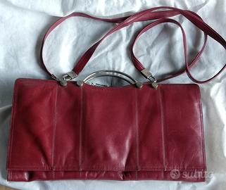 Borsa  bordeaux vintage in pelle 