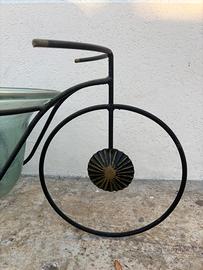 Fioriera in ferro con vaso in vetro