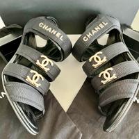 CHANEL , Sandali In Tessuto Nero
