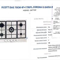 PIANO COTTURA GAS IN GHISA  HISENSE