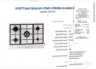 PIANO COTTURA GAS IN GHISA  HISENSE