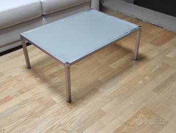 Tavolino casa - ufficio in acciao inox e vetro