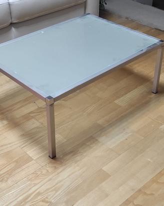 Tavolino casa - ufficio in acciao inox e vetro