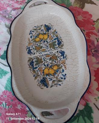 Vassoio Ceramica Craquelé Limoni e Uva 