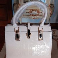 borsa in ecopelle stampata bianca 