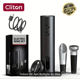 Kit apribottiglie elettrico ricaricabile cavatappi