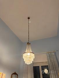 Lampadario vintage a cascata in cristallo