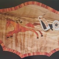 biga romana in legno intarsio 