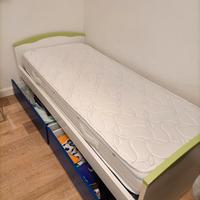 letto singolo con rete doghe e materasso 