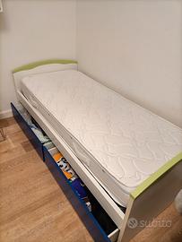 letto singolo con rete doghe e materasso 