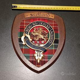 crest targa della Scozia in tartan e legno handmad
