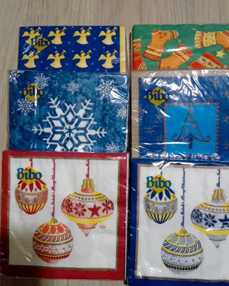  6 pacchi tovaoli natalizi in carta con decori  