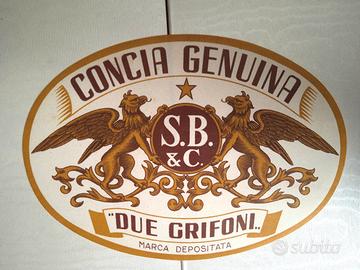 Antica etichetta Concia Genuina Due Grifoni