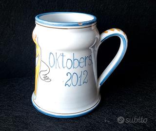 Grande tazza da birra ceramica tedesca vintage