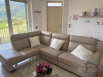 Divano angolare in pelle con relax reclinabile