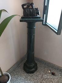 Antica Colonna In Marmo Verde Delle Alpi XIX Sec.