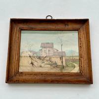 DISEGNO su carta metà 1800 cornice coeva in legno