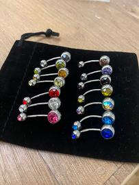 Lotto 14 Piercing Ombelico Strass Colorati