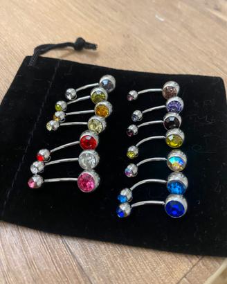 Lotto 14 Piercing Ombelico Strass Colorati