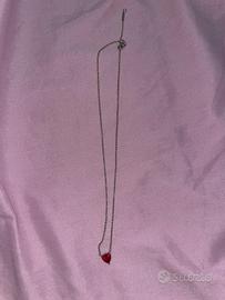 Collana Pandora con Ciondolo Cuore Rosso