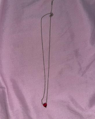 Collana Pandora con Ciondolo Cuore Rosso