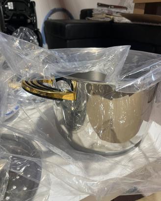 Servizio pentole acciaio inox 18/10 laccati oro