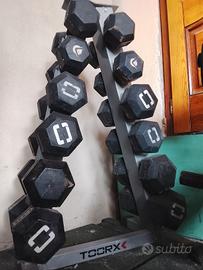 set manubri con rastrelliera