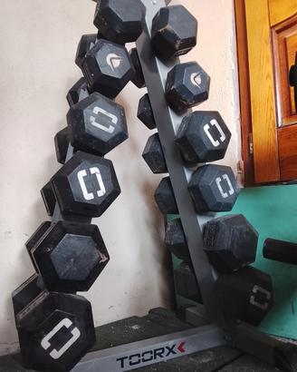 set manubri con rastrelliera