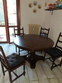 Tavolo in Legno Antico Apribile + Tavolino Piccolo