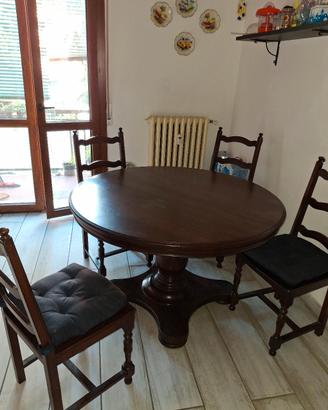 Tavolo in Legno Antico Apribile + Tavolino Piccolo
