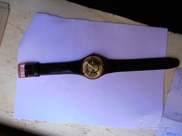 Swatch Orologio al quarzo marrone e oro