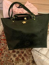 Borsa pelle verde braccialini