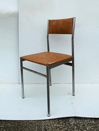 Sedia Vintage Metallo e Similpelle Marrone