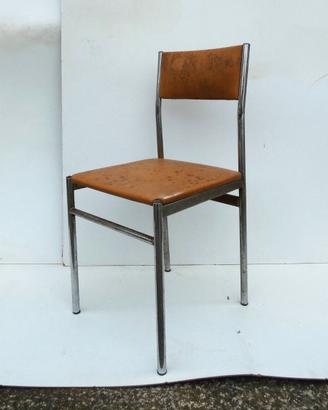 Sedia Vintage Metallo e Similpelle Marrone