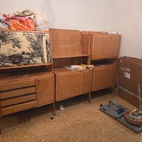 Parete Attrezzata Vintage Anni '60 Antiquariato 