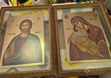 Coppia di Icone Sacre Greche 