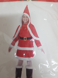 Vestito babbo Natale bambina in ciniglio rosso