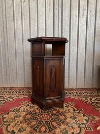 Tavolino comodino esagonale vintage in legno