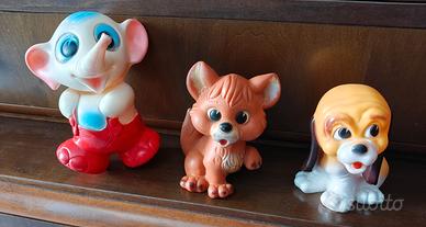 3 Pupazzi Gomma anni 70/80 Ledraplastic
