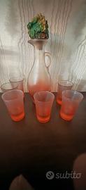 Set vintage bottiglia e 6 bicchieri