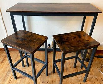 Tavolo mobile bar + lampada + mensola + orologio