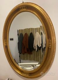 Specchio Ovale antichizzato col.oro opaco decorato