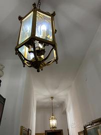 Coppia lampadari in ottone